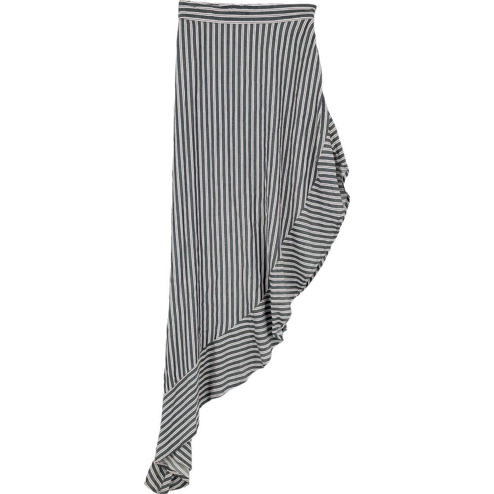 LULUS Skirt Women Size XS Maxi Striped Burgundy & Navy Asymmetrical Front Preppy